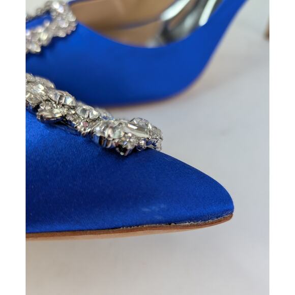 Badgley Mischka Electric Blue Cher Crystal Embellished Satin Pumps Size 11 - Picture 8 of 14